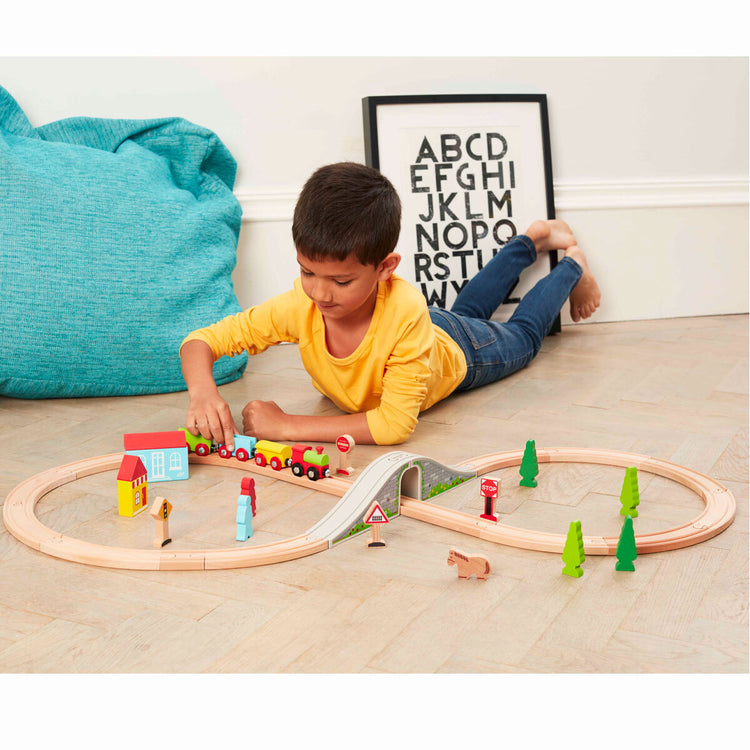 Early Learning Centre Wooden Little Town Train Set – Classic 30-Piece Wooden Railway Playset for Kids