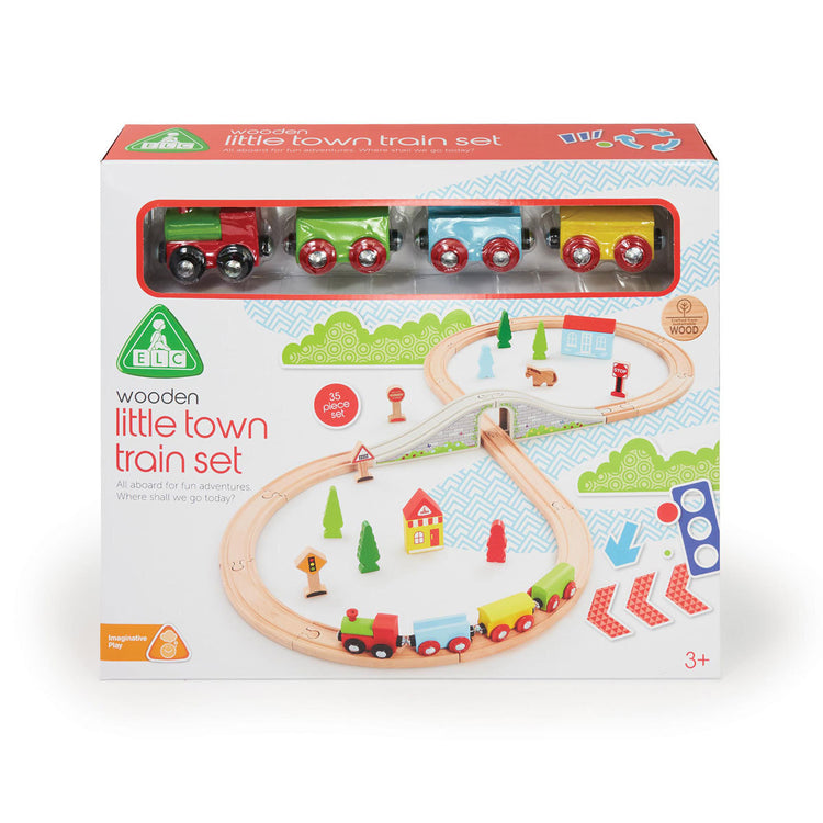 Early Learning Centre Wooden Little Town Train Set – Classic 30-Piece Wooden Railway Playset for Kids