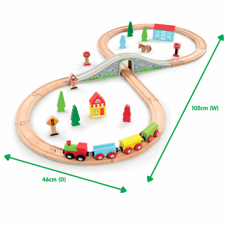 Early Learning Centre Wooden Little Town Train Set – Classic 30-Piece Wooden Railway Playset for Kids