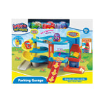 Baby Wheels Parking Garage – Chunky Car Playset with Lift, Spiral Ramp & 3 Soft Vehicles