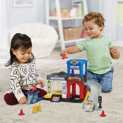 VTech Toot-Toot Drivers Rescue Centre Garage – Police, Fire & Ambulance Playset for Kids 1+