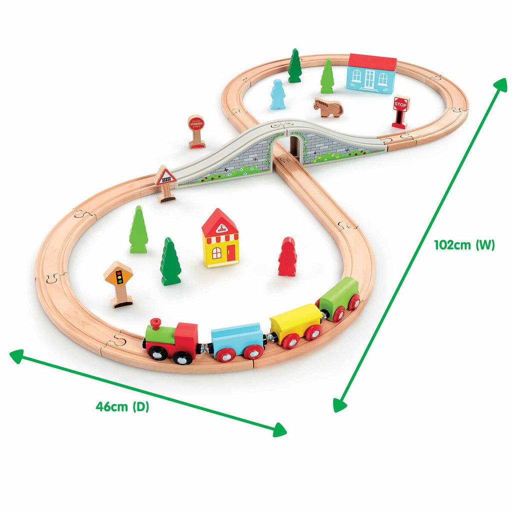 Early Learning Centre Wooden Little Town Train Set – Classic 30-Piece Wooden Railway Playset for Kids