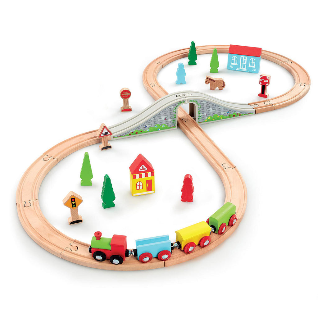 Early Learning Centre Wooden Little Town Train Set – Classic 30-Piece Wooden Railway Playset for Kids